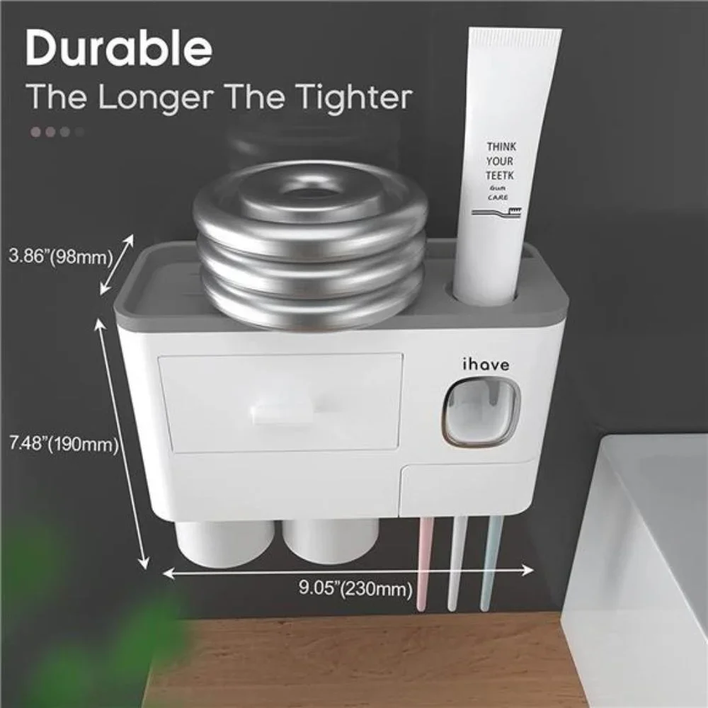 Toothbrush Holders for Bathrooms, 2 Cups Toothbrush Holder Toothpaste Dispenser